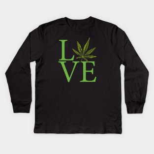 Love the Marijuana Weed Leaf Funny Cannabis Kids Long Sleeve T-Shirt